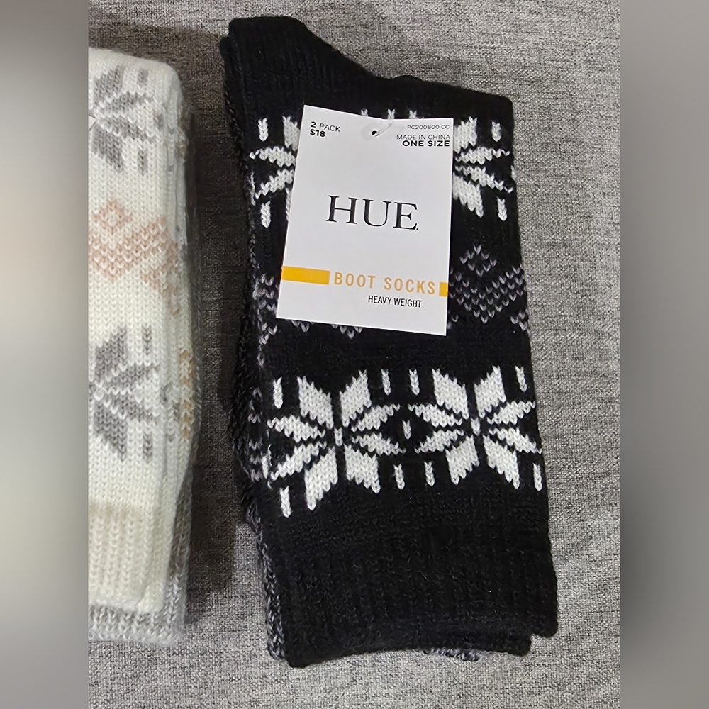 6 HUE New Boot Socks Heavy Weight Nordic Snowflake - Picture 4 of 5